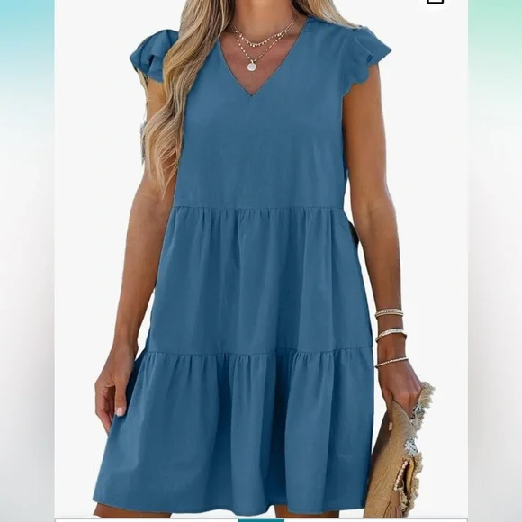 CUPSHE cap sleeve ruffle babydoll dress - Picture 1 of 3